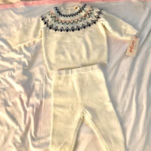 Cat and Jack size 3-6 months white matching set with colored details